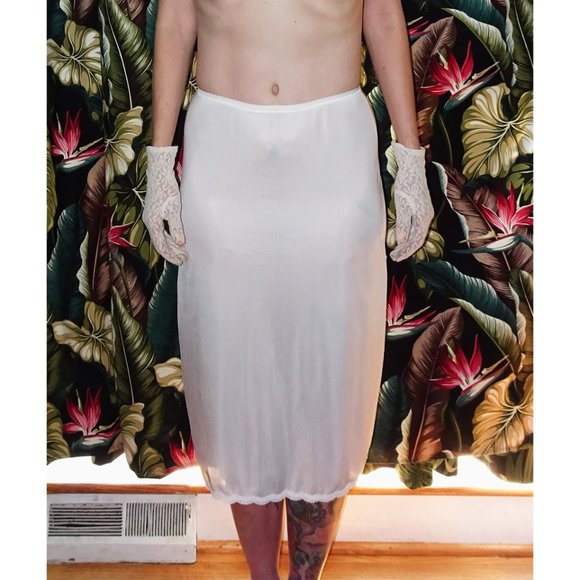 Vintage White Shadowline Half Slip S pinup retro undergarment lace slip skirt - Picture 3 of 10